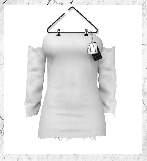 SEUL - Frayed Hem Dress - Blanc