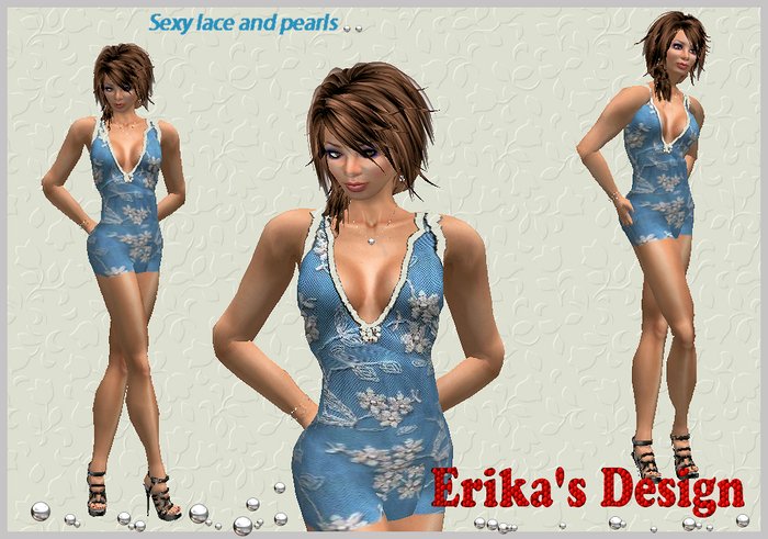 Blue lace mini dress