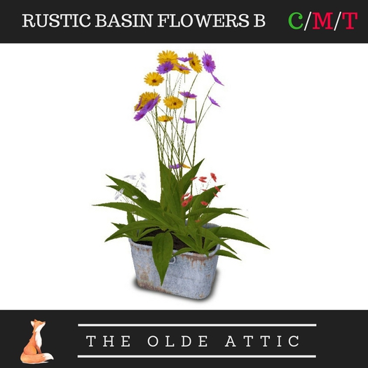 The Olde Attic - Rustic Basin Flowers B (Boxed HUD. Add)