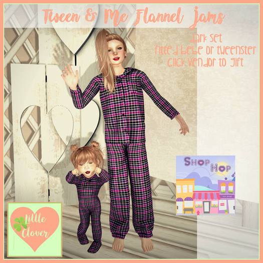 .::Little Clover::.Tween & Me Flannel Jams~Darks Bebe