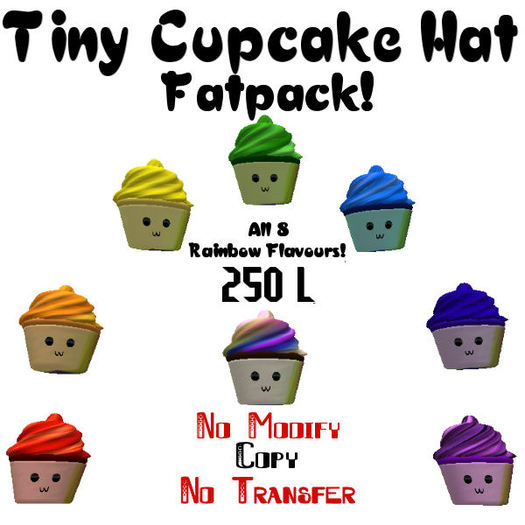 Tiny Cupcake Hat Rainbow Fatpack! All 8 rainbow flavours!