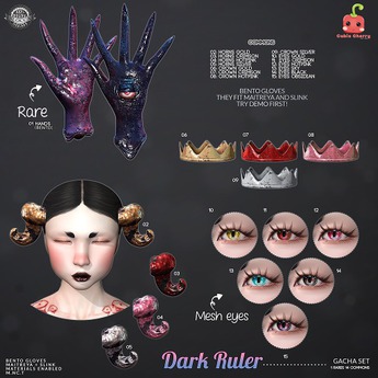 Second Life Marketplace - 03[Cubic Cherry] {Dark Ruler} horns CRIMSON (BOX)