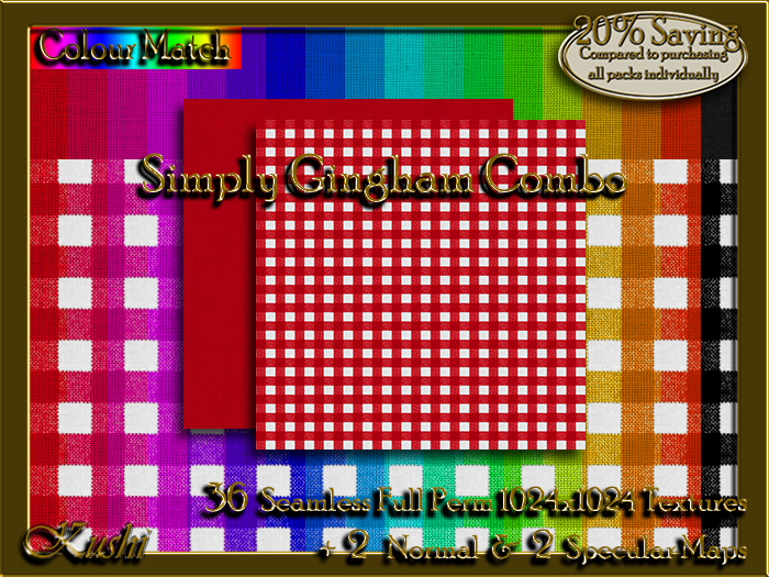 !Kushi! SimplyGinghamCOMBO Textures -WEAR TO UNPACK