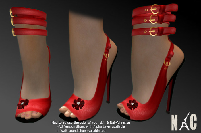 Confidence slingbacks NCparis Leather Red