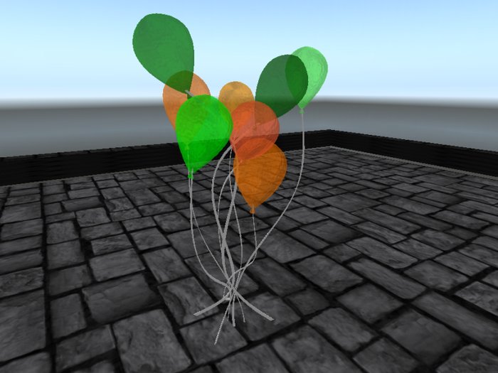 Lower Prim Balloons - Green/Orange -(mod/copy)