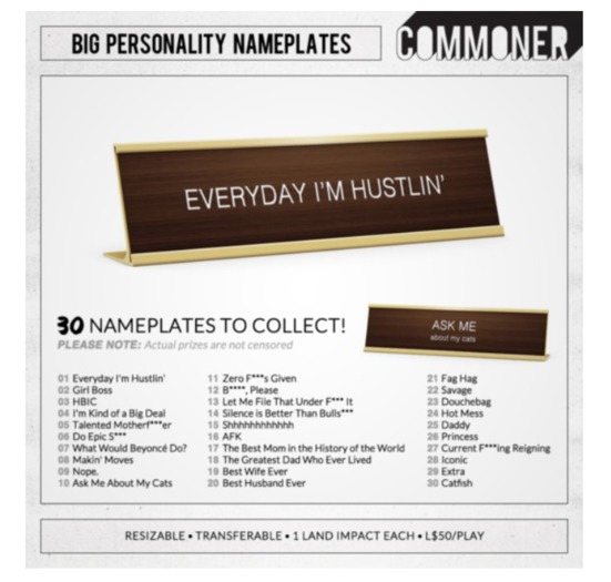 [Commoner] Big Personality Nameplate / 27 - Reigning