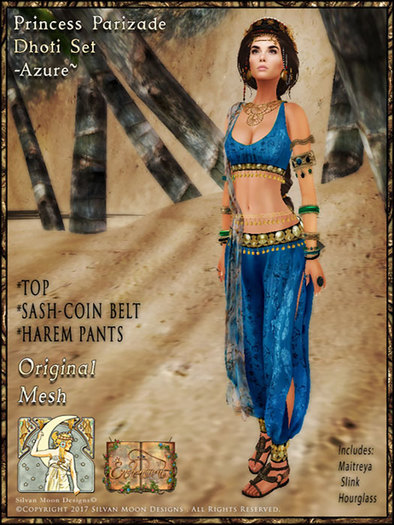 !!!SMD!!! Princess Parizade Dhoti Set-Azure
