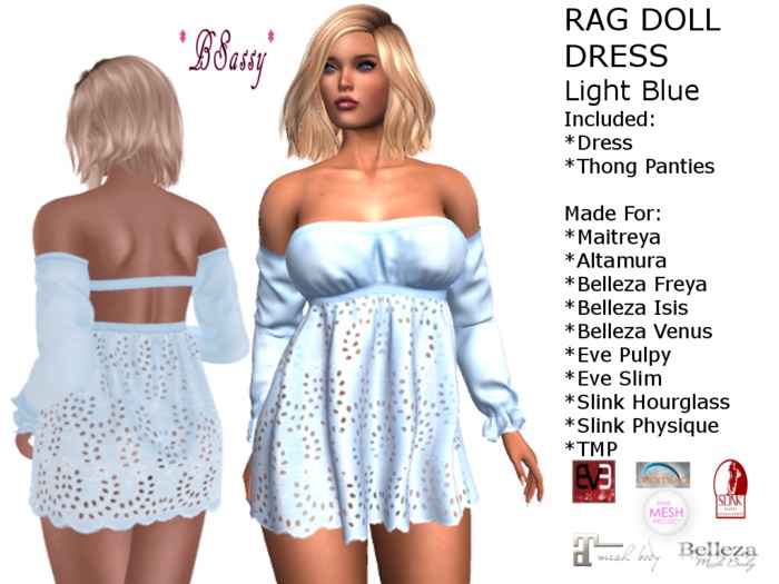 *BSASSY* RAG DOLLS DRESS LIGHT BLUE