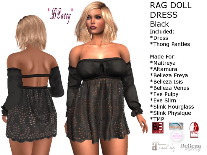 *BSASSY* RAG DOLLS DRESS BLACK
