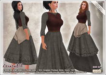 [V/W] Gretel II Grey - Medieval Fantasy Peasant dress, fitmesh + Slink, Belleza, TMP, Tonic, Ocacin...