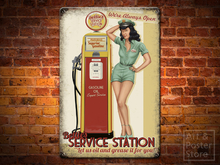 BETTIE'S SERVICE STATION Retro Sexy Pin Up Metal Sign Wall Plaque 