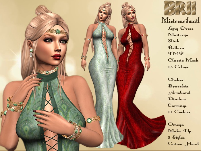 **MICTECACIHUATL GOWN STYLE COMPLET OUTFIT WITH UNIVERSAL HUD**