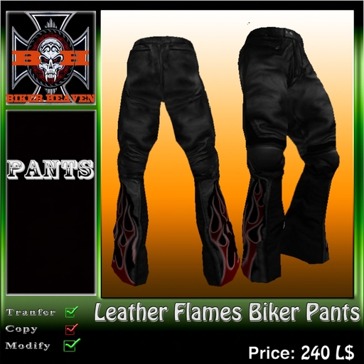 @BIKER-HEAVEN@ Leather Flames Biker Pants
