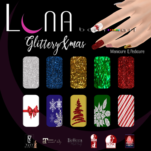 .::LUNA::. Body Art - Glittery Xmas  - Nails