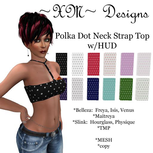 ~XM~ Polka Dot Neck Strap Top w/HUD