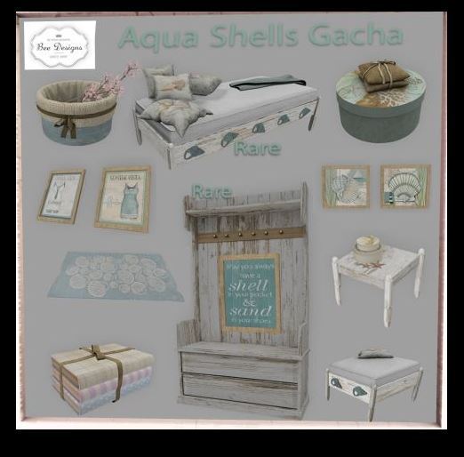 Bee Designs Aqua Shells Gacha Daybed RARE