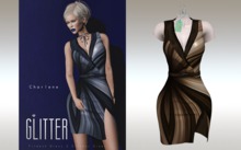 GLITTER - CHARLENE FITMESH DRESS CHOCOLATE