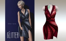 GLITTER - CHARLENE FITMESH DRESS CHERRY