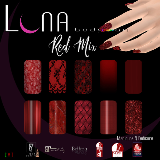 .::LUNA::. Body Art - Red Mix - Nails