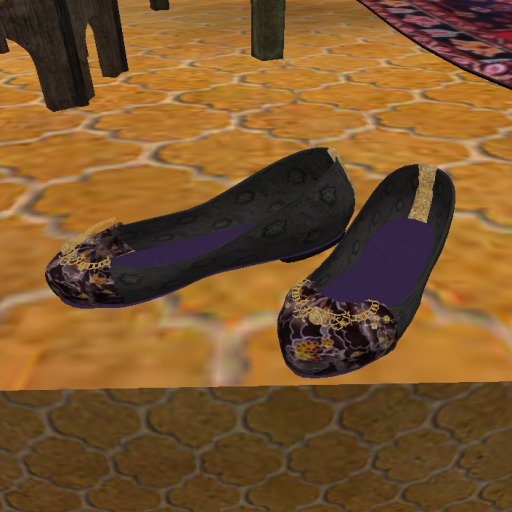 Shoe Box ~ Blossom Silk Slippers ~ Indigo & Gold