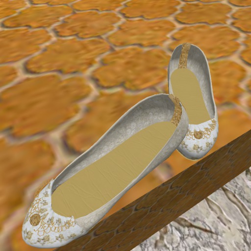 Blossom Silk Slippers ~ Ivory & Gold