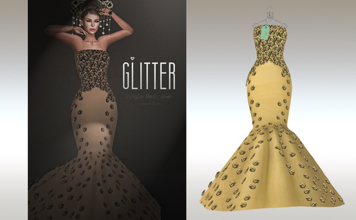 GLITTER - JINGLE Mesh Gown Mustard