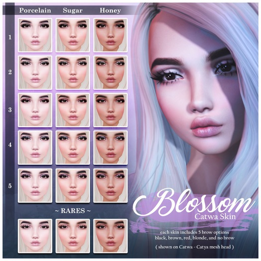 .Atomic. Gacha // Catwa Skin_Blossom - Honey RARE w/5 Brow Options