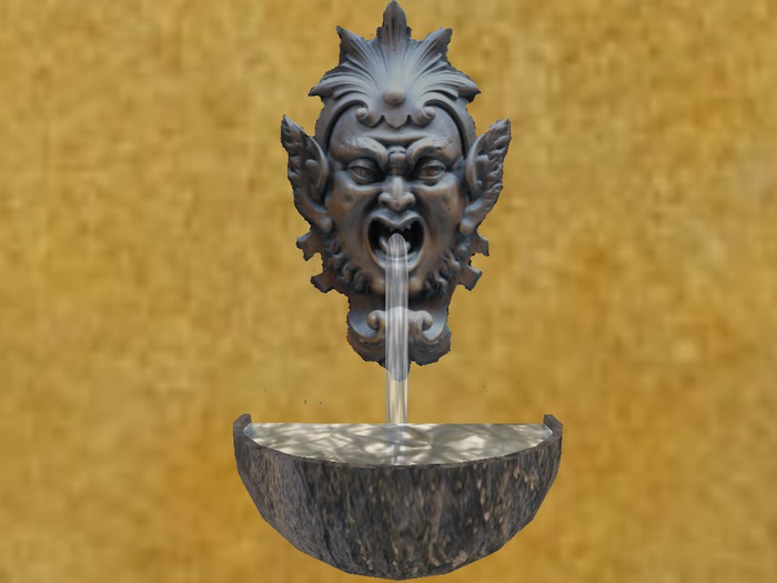 Small Wall Fountain - Gargoyle - wash hands animation