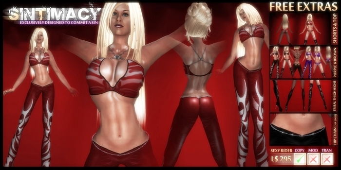 [SINTIMACY] Sexy Rider Latex Pants Outfit RED