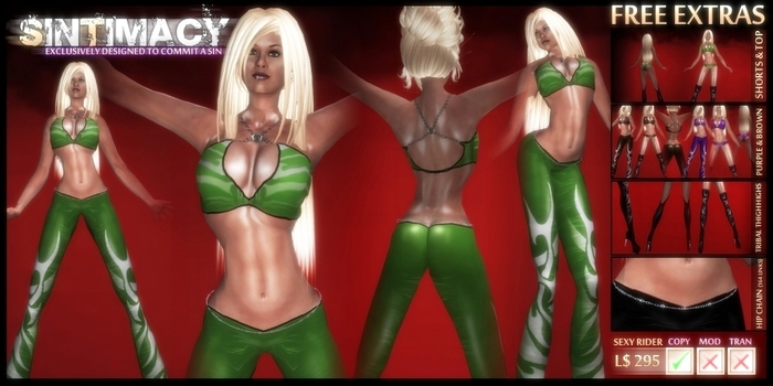 [SINTIMACY] Sexy Rider Latex Pants Outfit POISON GREEN