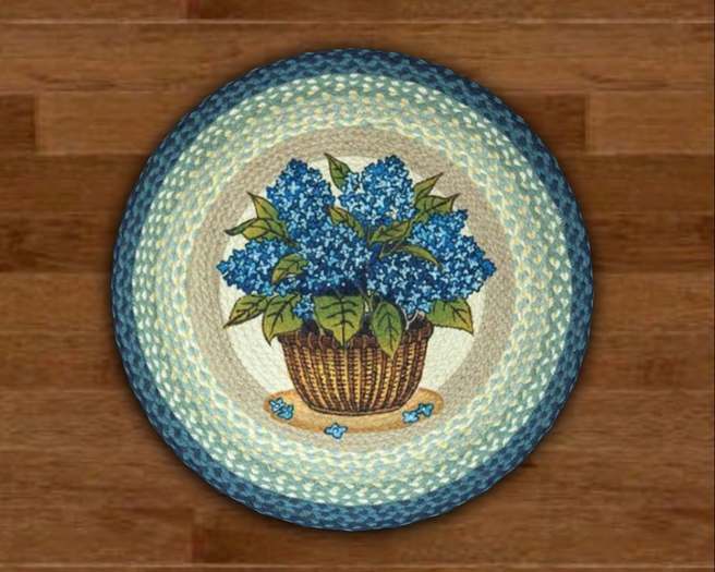 Round Braided Flower Basket Rug
