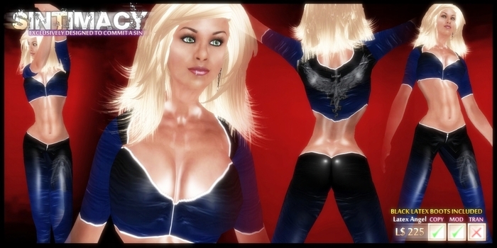 [SINTIMACY] Latex Angel Pants Outfit BLUE