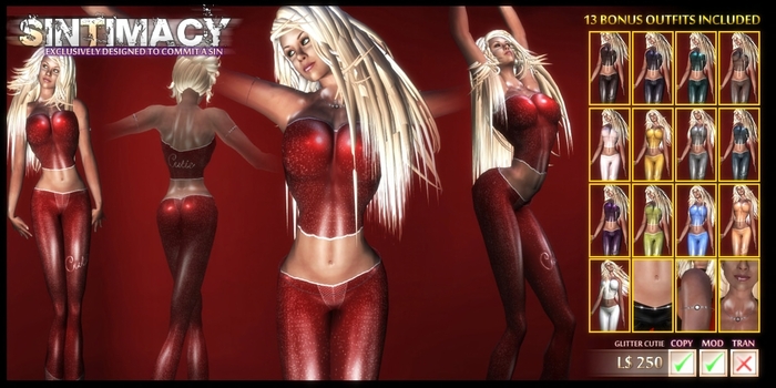 [SINTIMACY] Glitter Cutie Latex Outfit RED