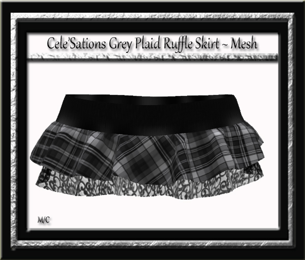 Cele'Sations Ruffle Skirt Grey Plaid Pk