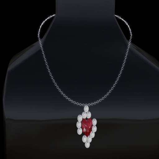silver fine chain white diamond red heart delight