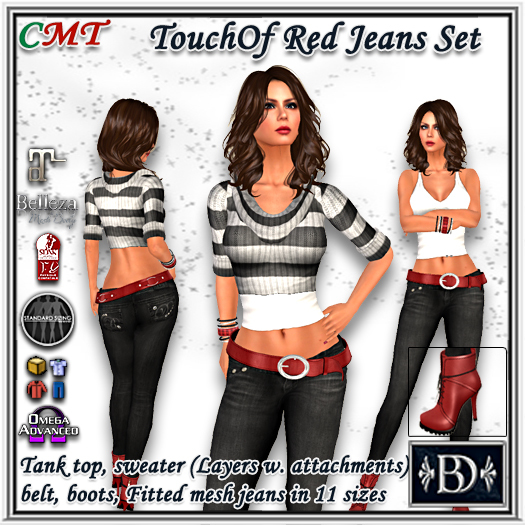 < BD > TouchOf Red Sweater Set