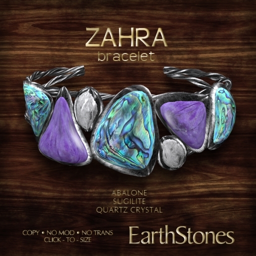 EarthStones Zahra Bracelet - Abalone/Sugilite (BOX)