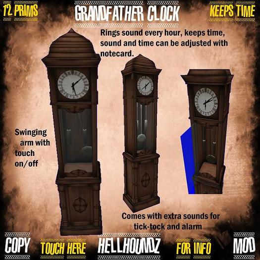 Working Grandfather clock - Wood - copy/mod with sounds