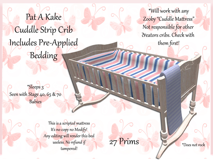 Second Life Marketplace - Pat A Kake Stripes Bundle Bed