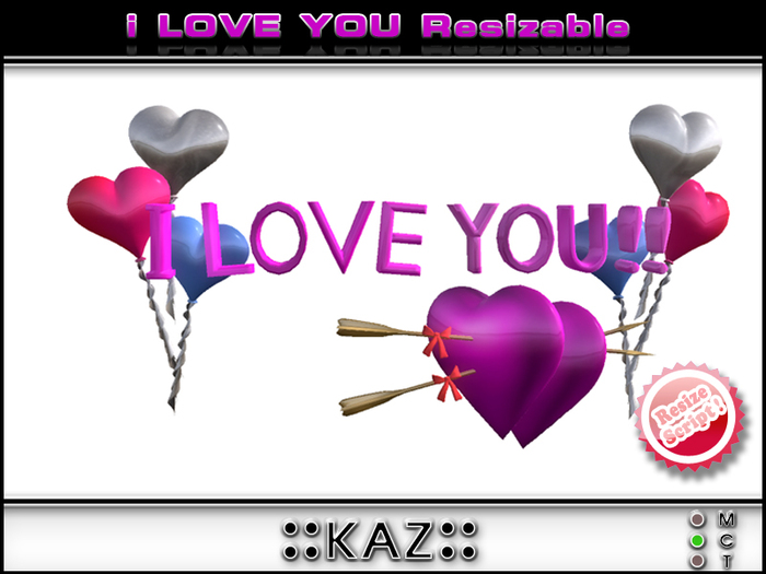 I LOVE YOU SCULPTED TEXT VALENTINE GIFT - PINK RESIZABLE