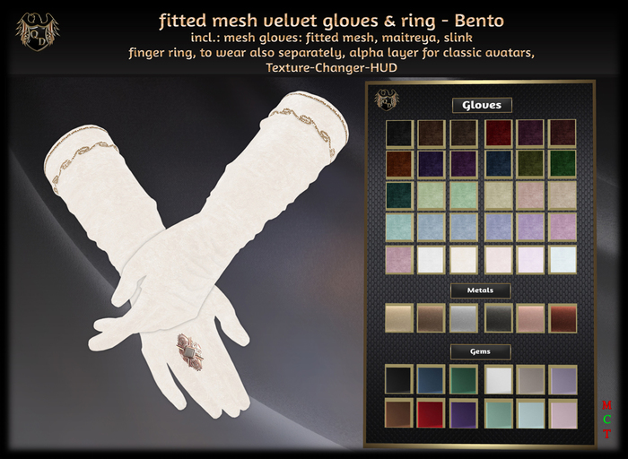 fitted mesh velvet gloves & ring (Bento) *all colors