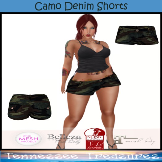 Camo Denim Shorts