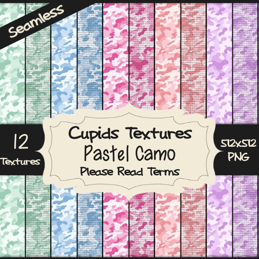 Pastel Tips Texture Second Life Marketplace - *Cupids Textures * 12 PASTEL CAMO