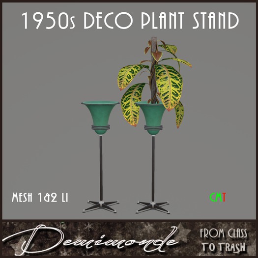 [CYN] 1950s Deco Round Plant Stand (w/plant)