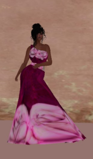 Berry One Shoulder Gown Dress w/Train