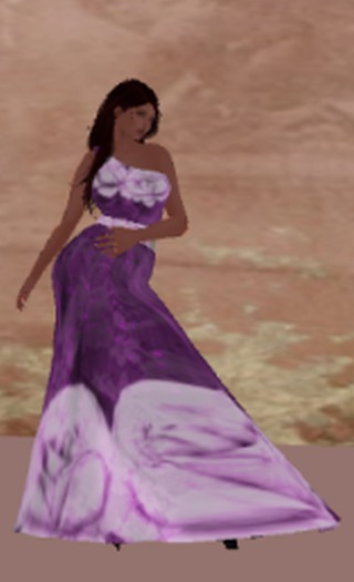 Purple One Shoulder Gown Dress w/Train