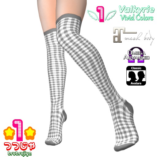 *1* Gingham-Checked Gray/White Overknee