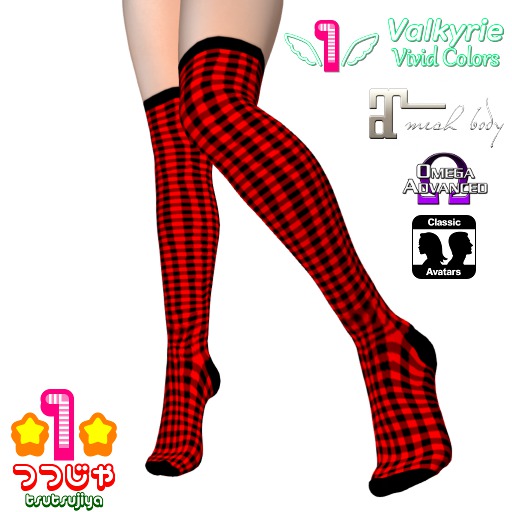 *1* Gingham-Checked Black/Red Overknee