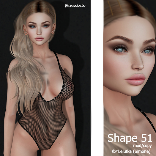 Elemiah - SHAPE 51 - for Lelutka Bento head Simone & Maitreya