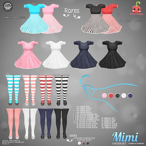 14[Cubic Cherry] {Mimi} socks plain black (BOX)